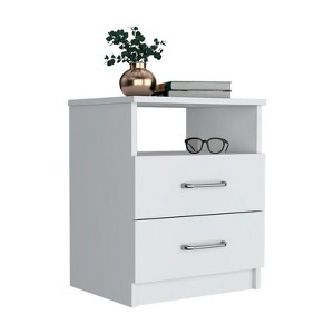 TIRAMISUBEST White Nightstand with Open Shelf, Modern 20"H Bedside Table - 1 of 4