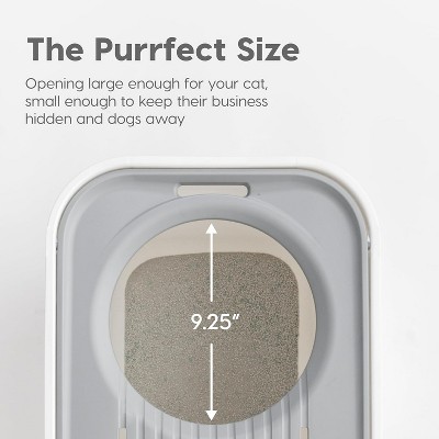 White and Gray Top Entry Cat Litter Box with Scoop