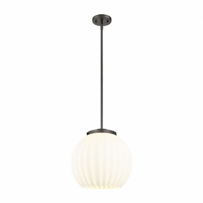 White Venetian - 1 Light Stem Hung Pendant In Modern Style-17 Inches Tall and 13.75 Inches Wide