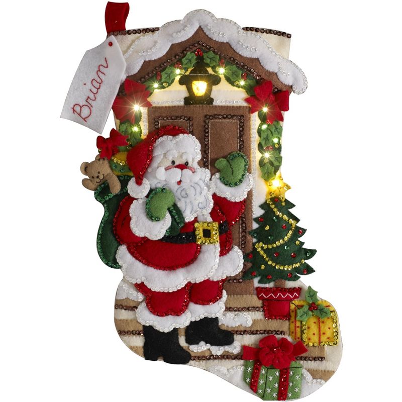 Bucilla Felt Stocking Applique Kit 18" Long-Santa Is Here W/Lights, 2 of 4