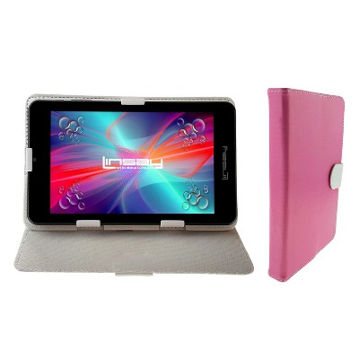 LINSAY 7" Quad Core Tablet with Case - Pink/White 16GB