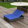Outdoor Patio Chaise Lounge Chairs Set of 2, PE Wicker Pool Recliners with Adjustable Backrest, Storage Shelf and Cushions - 4 of 4