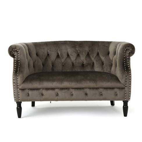 Milani Scroll Arm Loveseat Gray - Christopher Knight Home : Target