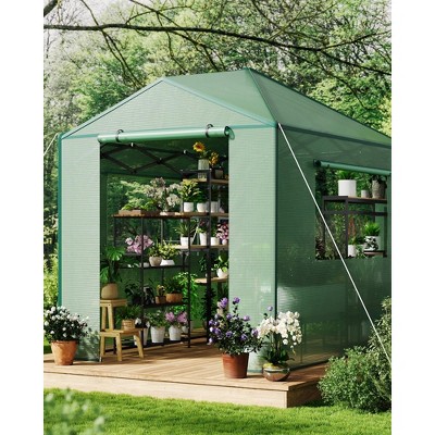 Pop Up Greenhouse,Portable Walk-in Indoor Outdoor Greenhouse for Garden Patio Backyard,Zippered Doors and Window,PE Cover