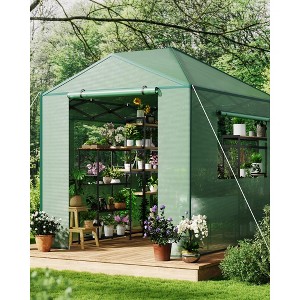 Pop Up Greenhouse,Portable Walk-in Indoor Outdoor Greenhouse for Garden Patio Backyard,Zippered Doors and Window,PE Cover - 1 of 4