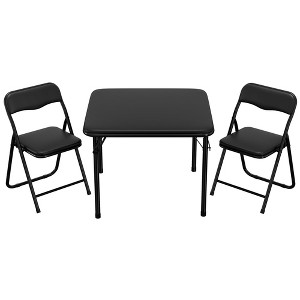 Garvee 3-Piece Boys and Girls Folding Set, Table and Chairs w/PU Cushion, No Assembly, For Eating/Reading/Playing, Black - 1 of 4