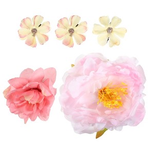 Unique Bargains Women's Fake Flowers Hair Clips Pink Purple 5 Pcs - 1 of 4