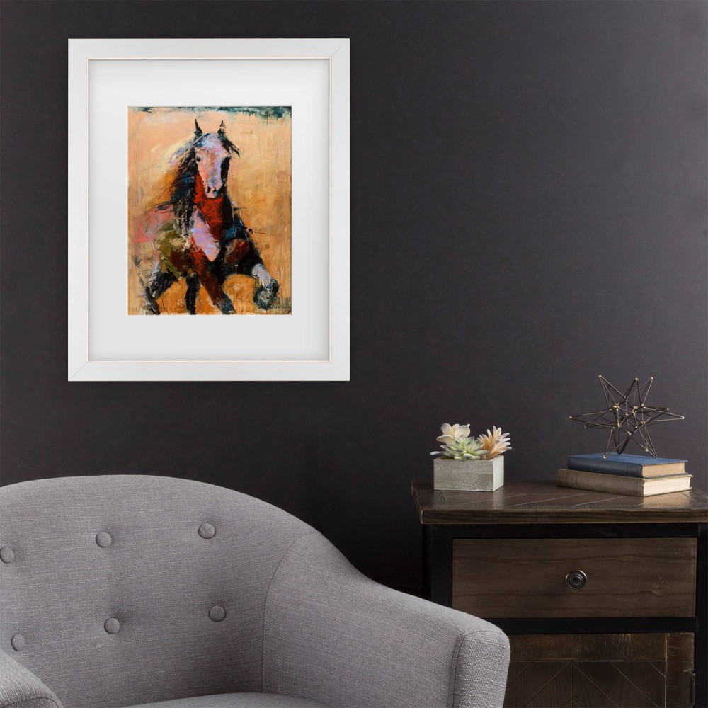 Photos - Other Decoration Trademark Fine Art 11"x14" Joarez Golden Horse Matted Framed Art White