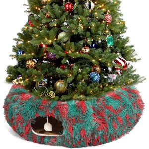 Christmas Warm Fluffy Plush Cat Dog Tunnel - Tube Playground Toys Collapsible, for Indoor Cat Kitty Kitten Puppy Rabbit - 1 of 4