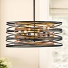 DAKAFUL Rustic Swirl Cage Chandelier,Vintage Iron & Walnut Pendant Light,Adjustable Ceiling Light for Kitchen Island/Living Room/Entryway - 2 of 4