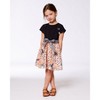 Deux par Deux Girl Bi-Material Dress with Printed Skirt Black, Pink, and Butterflies - 2 of 4