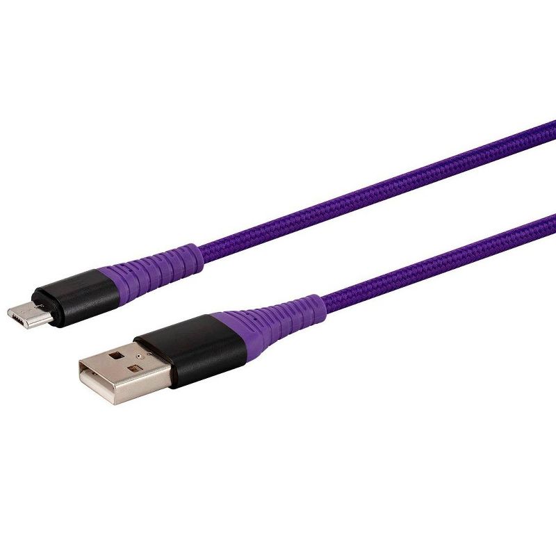 Monoprice USB 2.0 Micro B to Type A Charge and Sync Cable - 3 Feet - Purple, Durable,  Kevlar-Reinforced Nylon-Braid - AtlasFlex Series, 2 of 7