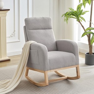 Rocking Nursery Chair Glider Rocking Chair with High Backrest Armchair - 1 of 4