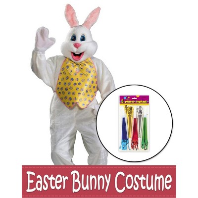 Birthday Express Deluxe Easter Bunny with Yellow Vest and Foil Horn