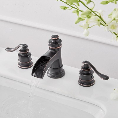 Oil Rubbed Bronze 8-Inch Widespread Double Handle Bathroom Faucet