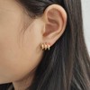 14K Gold Plated Triple Huggie Illusion Stud Earrings | Double Huggie Hoop Earrings for One Hole | Gold Hoop Earrings for Women - 4 of 4