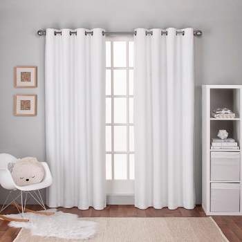 Exclusive Home Textured Linen Room Darkening Blackout Grommet Top Curtain Panel Pair, 54"x84", Winter White