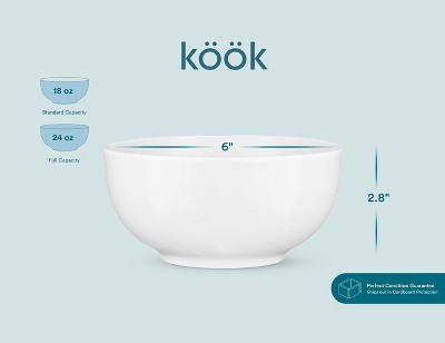 Marshmallow White Ceramic Cereal Bowl Set, 24 Oz, Set of 6