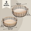 Juvale 2 Pack Round Wooden Wire Basket Trays with Handles, Farmhouse Decor (2 Sizes) - 4 of 4