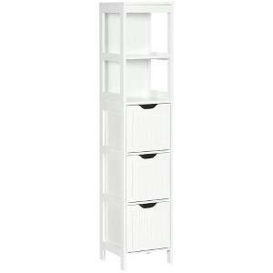 Resenkos Toilet Storage Cabinet, Bathroom Storage Cabinet,Tall Bathroom Cabinet, Narrow Floor Cabinet with 3 Drawers and 2 Open Shelves, White - 1 of 1
