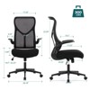 FURNIinspire Task And Office Chairs Ergonomic Computer Mesh Chair With Flip-Up Armrests, Lumbar Support, Adjustable Height, Black, 26"*26"*48" - 3 of 4