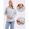 INSPIRE CHIC Women's Striped Button Down Long Sleeve Turndown Collared Work Blouse - 2 of 4
