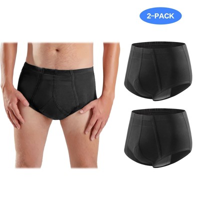 CARER 2pk Mens Incontinence Underwear Washable Reusable Men's Bladder Control Briefs - Medium Absorbency