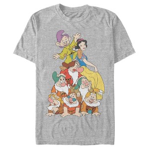 Men's Snow White and the Seven Dwarfs Character Pyramid  T-Shirt - Athletic Heather - Large - 1 of 4