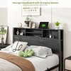 Sapphtopaz Bed Frame with Storage Headboard Metal Platform Bed with Bookcase Storage and USB Bed Frames for Apartment, Bedroom - 2 of 4