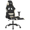 vidaXL Massage Gaming Chair with Footrest Black and Cream Fabric - image 4 of 4