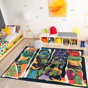 Nickelodeon Teenage Mutant Ninja Turtles Patch Multi Colored Digitally Printed Youth Area Rug, 4x6 - 1 of 3