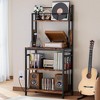 MOEPISY Record Player Stand, 2-Tier Vinyl Record Storage, Large Record Player Table with Charge Station - 2 of 4