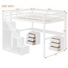 Sapphtopaz Loft Bed with 2 Chest of Drawers & LED Wooden Loft Bed Frame with Guardrails & Stairs for Kids,Teens Desk Bed for Bedroom - 3 of 4