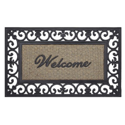 Natural Coir Blossoming Floral Outdoor Rectangular Welcome Doormat 18 x  30