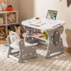 Tangkula Kids Table & Chair Set Height Adjustable Toddler Drawing Table w/ Book Stand - 2 of 4
