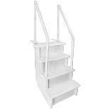 XtremepowerUS 4-Step Swimming Pool Entry Ladder with Side Handle Rail Non-Slip Platform, White