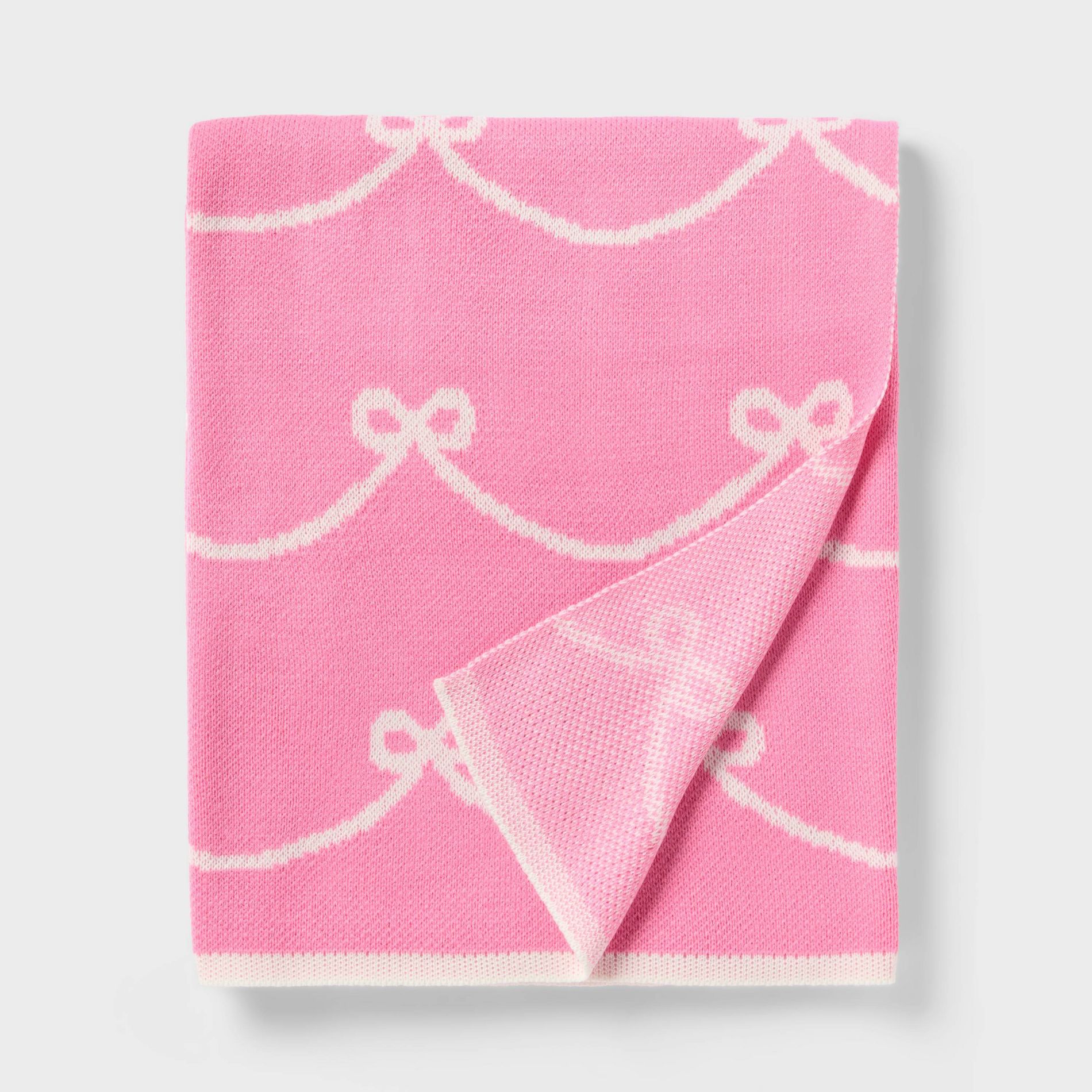 48"x58" Pretty Bow Kids' Throw Blanket Pink - Pillowfort™