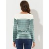 INSPIRE CHIC Women's Color Block Round Neck Long Sleeves Striped Basic T-Shirt - 3 of 4