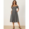 Allegra K Women's Vintage Spaghetti Straps Off Shoulder Swing Gingham Dress - 3 of 4