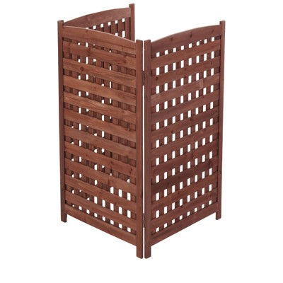 SEVOBAL Garden Fences and Gates 3 Panel Outdoor Air Conditioner Fence Screen, Outside Wood Privacy Fence, Backyard Garden Patio, Brown, 32"*32"*38"