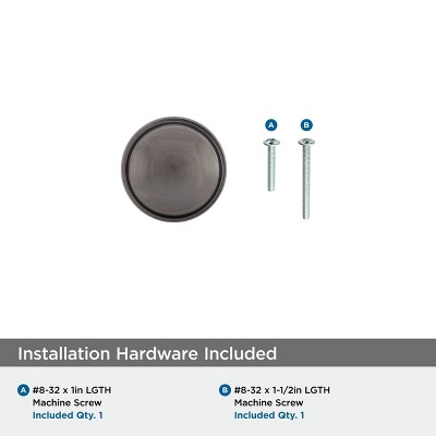 Graphite Round Industrial Cabinet Knob with Mounting Hardware