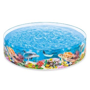 Intex Deep Sea Blue 8 feet x 18 inch SnapSet Instant Round Above Ground Swimming Kiddie Pool for Kids Ages 3 Years and Up - 1 of 4