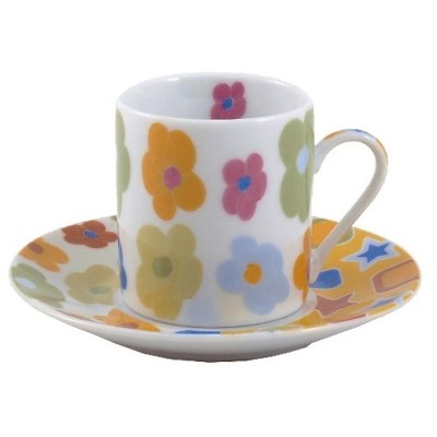 Retro Flower Porcelain Espresso Cup 12 Piece Set