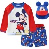 Disney Mickey Mouse Baby Boys UPF 50+ Rash Guard, Swim Trunks and Sun Hat with Ears 3 Piece Bathing Suit Set for Infants - 12M - 2 of 4