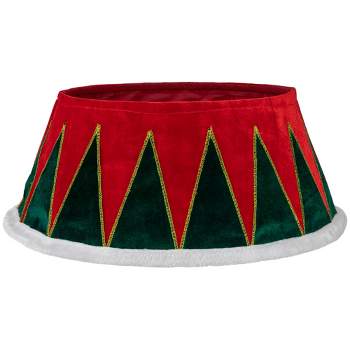 Northlight 25" Red and Green Drum with White Trim Christmas Tree Collar