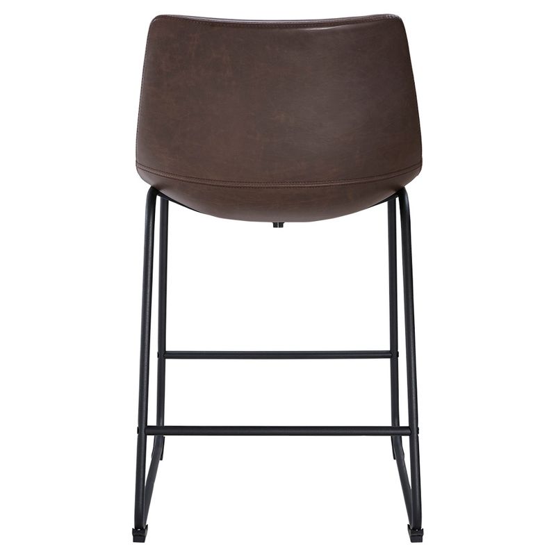 Set of 2 Laslo Modern Upholstered Faux Leather Counter Height Barstools - Saracina Home, 5 of 18