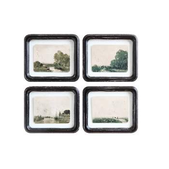 8.25" x 7" (Set of 4) Designs Floating Landscape Wood Framed Decorative Wall Art White - Storied Home