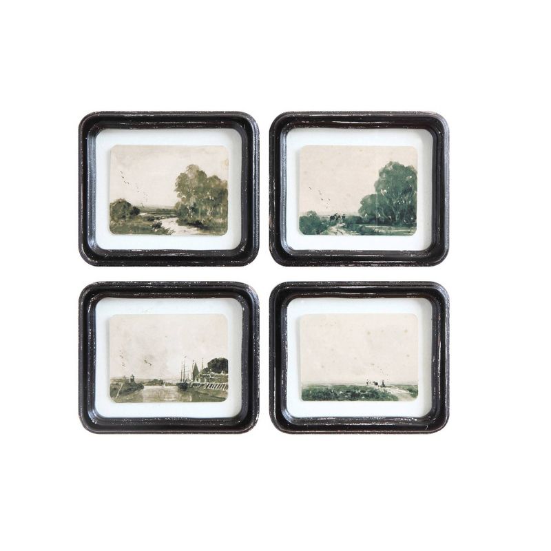 8.25&#34; x 7&#34; (Set of 4) Designs Floating Landscape Wood Framed Decorative Wall Art White - Storied Home, 1 of 7