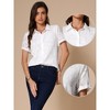 INSPIRE CHIC Women's Floral Lapel Collar Short Sleeve Button Down Chiffon Work Blouse - 2 of 4