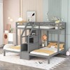 Twin And Twin Wood Triple Bunk Bed With Built-in Staircase Storage Drawer Safety Guardrails Easy Assembly Wooden Slat Support No Spring Box Needed - 4 of 4